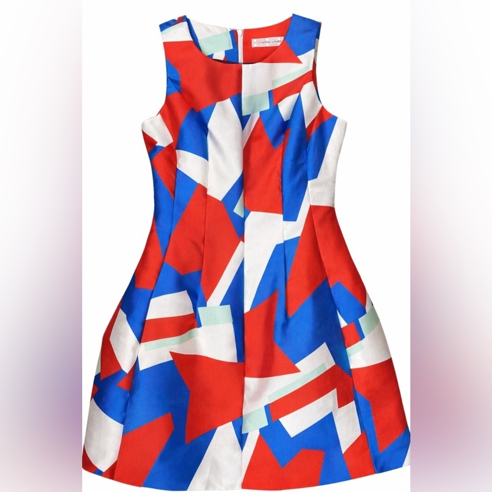 Geometric print sleeveless dress size S non stretch